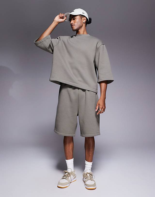 asos ASOS DESIGN longer length short in khaki