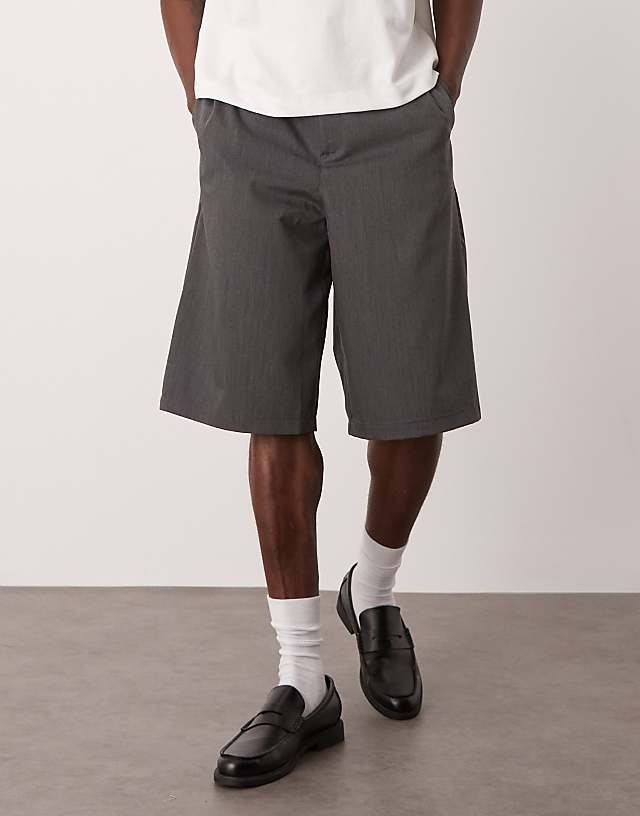 Asos ASOS DESIGN Longline Wide Leg Short In Khaki