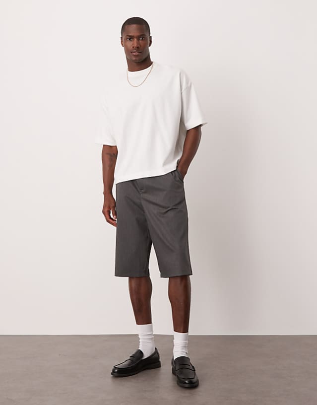asos ASOS DESIGN longline wide leg short in khaki