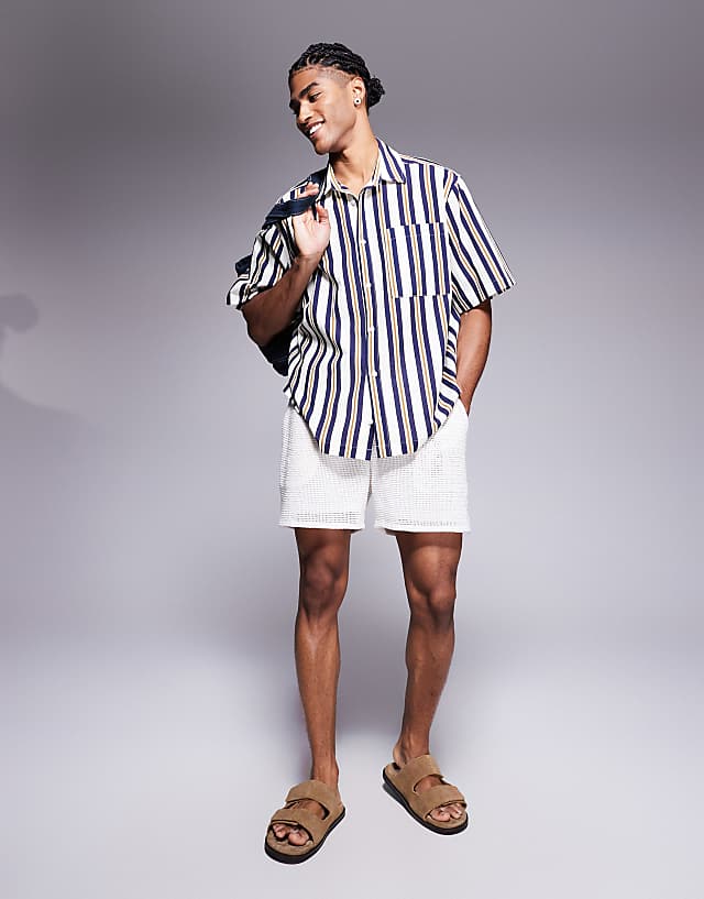 Asos ASOS DESIGN Loose Fit Shirt In Blue Stripe