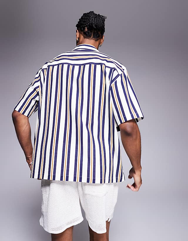 Asos ASOS DESIGN Loose Fit Shirt In Blue Stripe