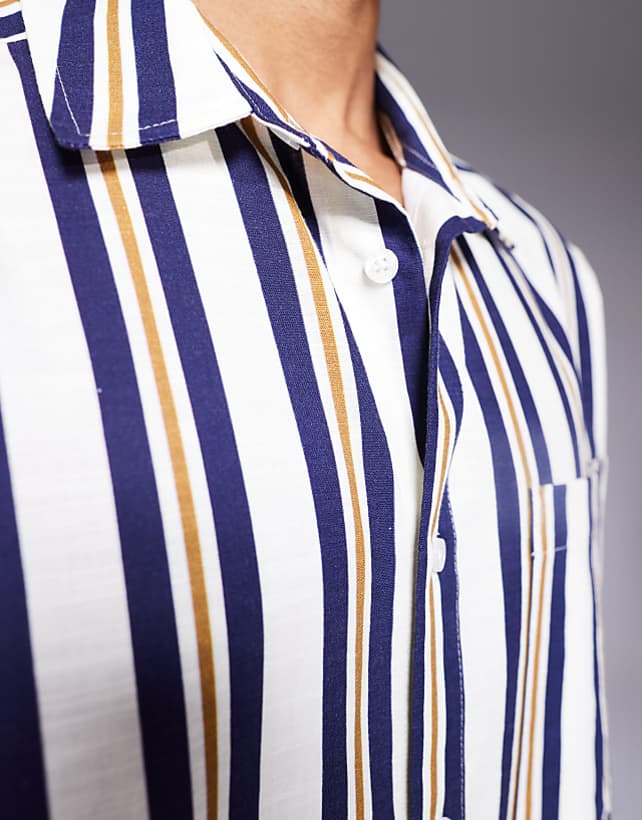 Asos ASOS DESIGN Loose Fit Shirt In Blue Stripe