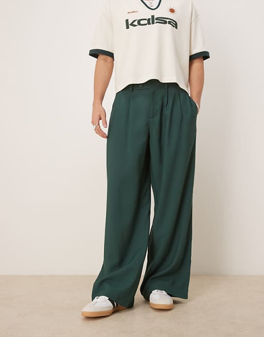 Asos ASOS DESIGN Loose Fit Smart Trousers In Green