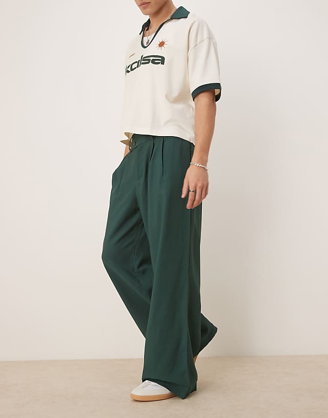 Asos ASOS DESIGN Loose Fit Smart Trousers In Green