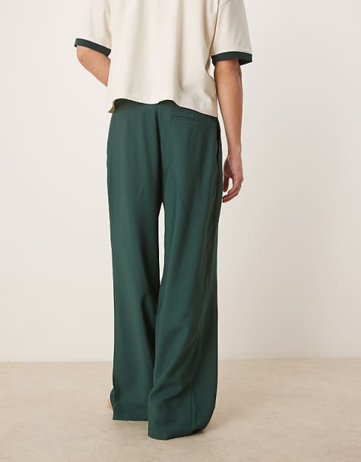 Asos ASOS DESIGN Loose Fit Smart Trousers In Green