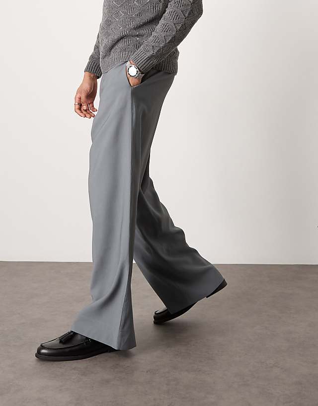 Asos ASOS DESIGN Loose Fit Smart Trousers In Grey