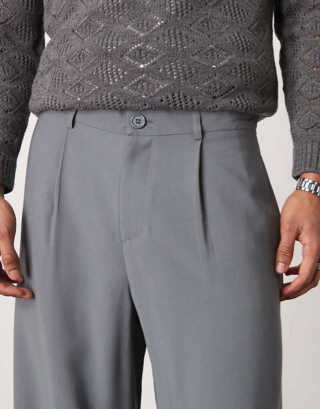 Asos ASOS DESIGN Loose Fit Smart Trousers In Grey