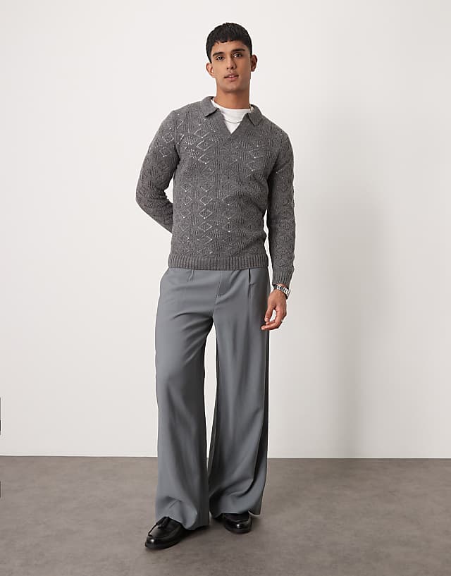 asos ASOS DESIGN loose fit smart trousers in grey