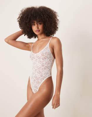 Asos ASOS DESIGN Mila Lace Soft Body In White