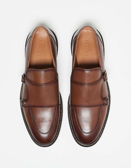 Asos ASOS DESIGN Monk Shoes In Tan Leather