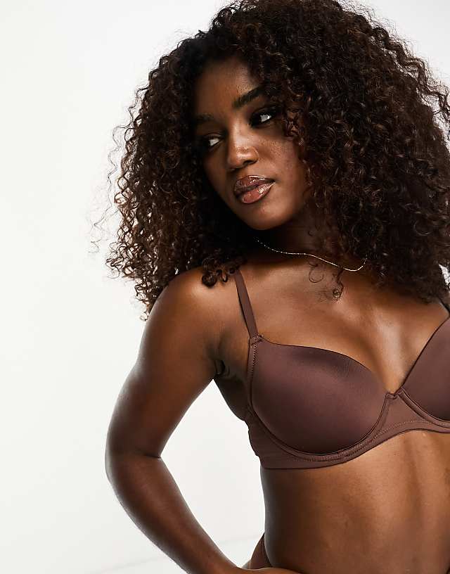 Asos ASOS DESIGN Moulded T-shirt Bra In Brown