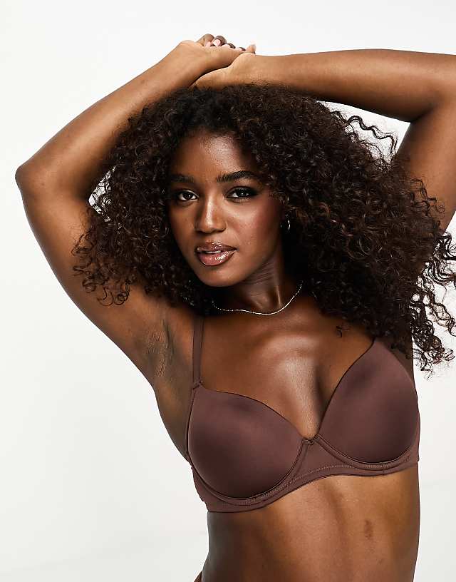 Asos ASOS DESIGN Moulded T-shirt Bra In Brown