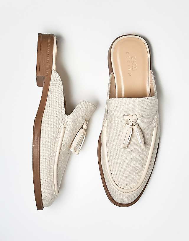 Asos ASOS DESIGN Mule Loafers In Linen