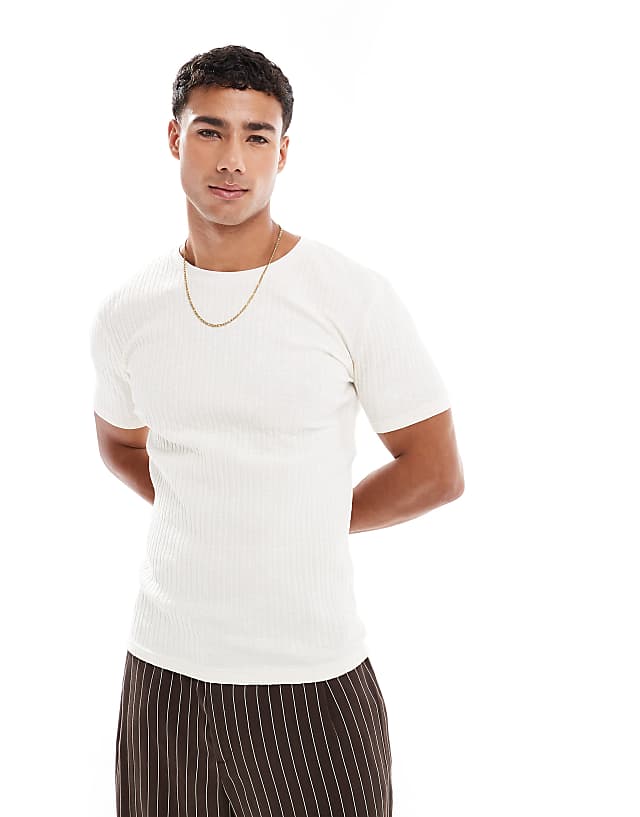 asos ASOS DESIGN muscle boxy t-shirt in cream