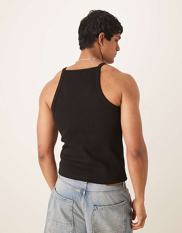 Asos ASOS DESIGN Muscle Fit Rib Vest In Black