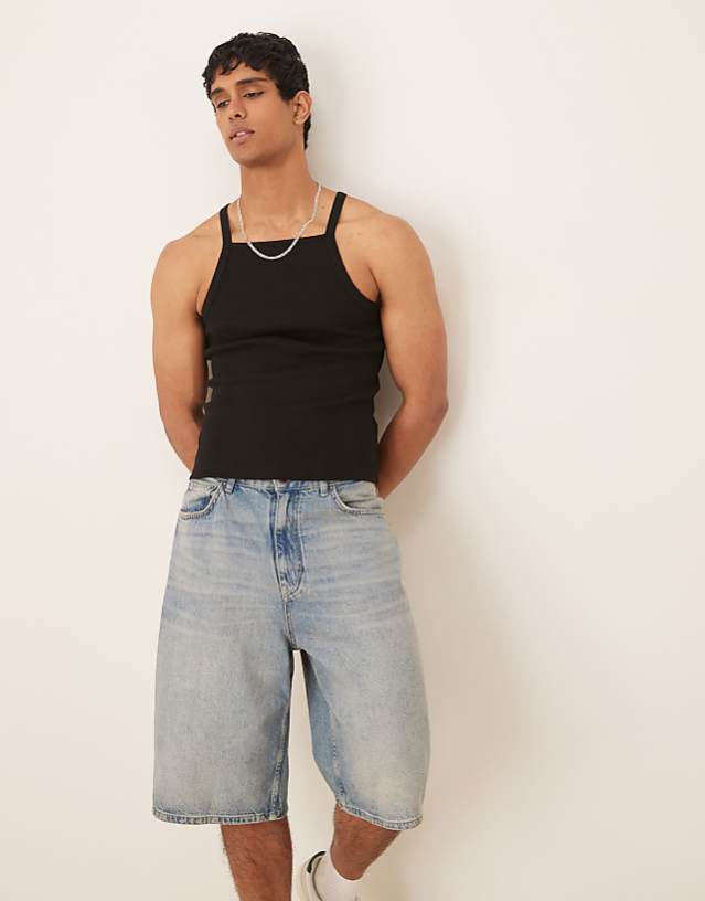 asos ASOS DESIGN muscle fit rib vest in black