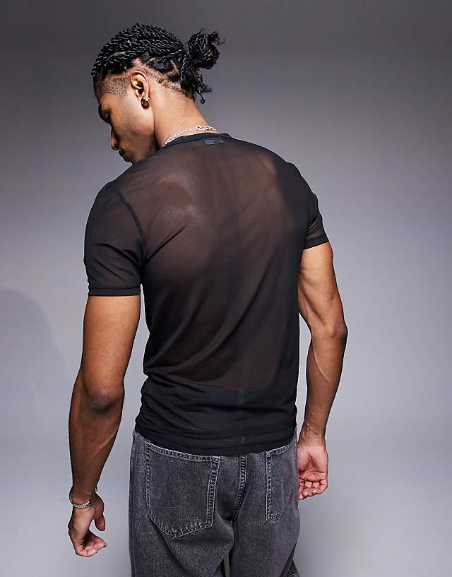Asos ASOS DESIGN Muscle Fit T-shirt In Black Mesh