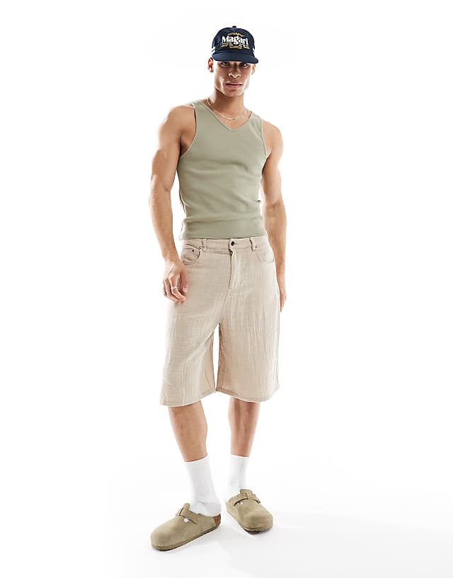 Asos ASOS DESIGN Muscle Rib Vest In Khaki
