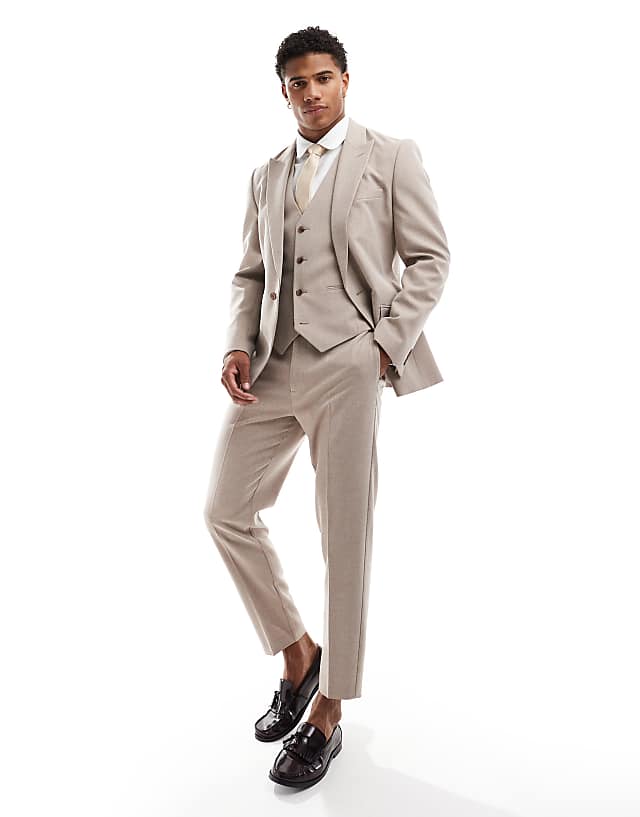Asos ASOS DESIGN New Skinny Suit In Beige Melange