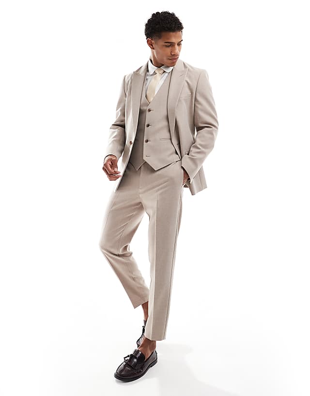 asos ASOS DESIGN new skinny suit in beige melange