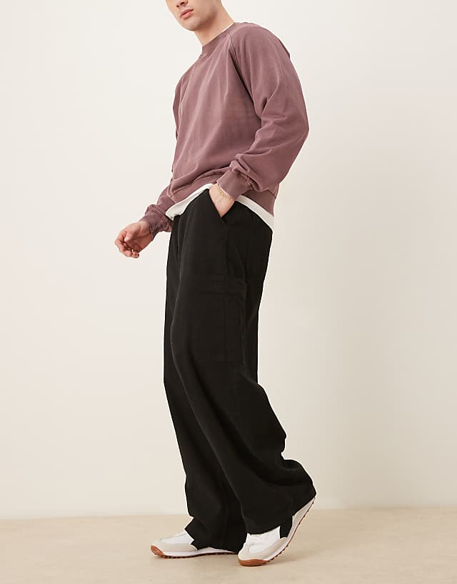 Asos ASOS DESIGN Oversized Baggy Cargos In Black