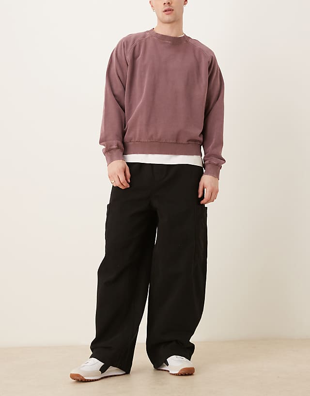 asos ASOS DESIGN oversized baggy cargos in black