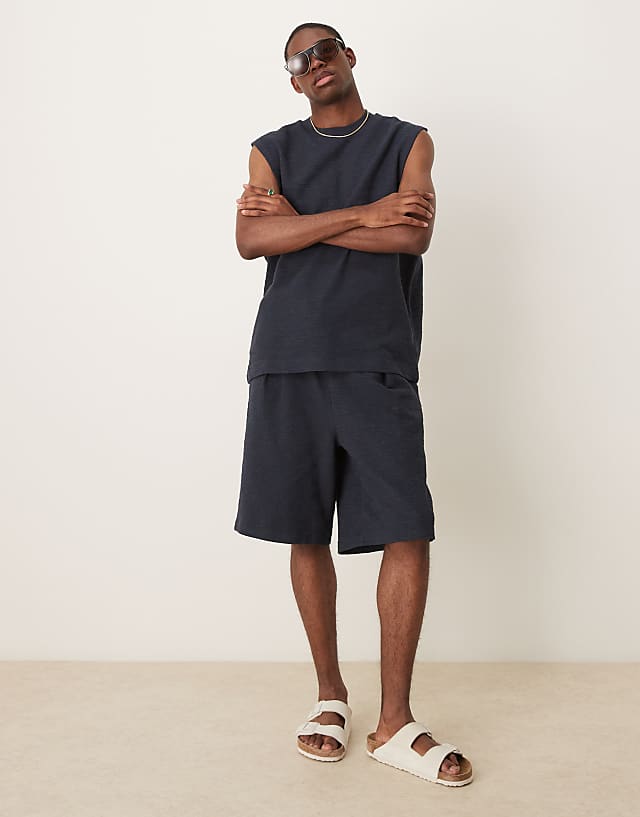asos ASOS DESIGN oversized bermuda shorts in navy