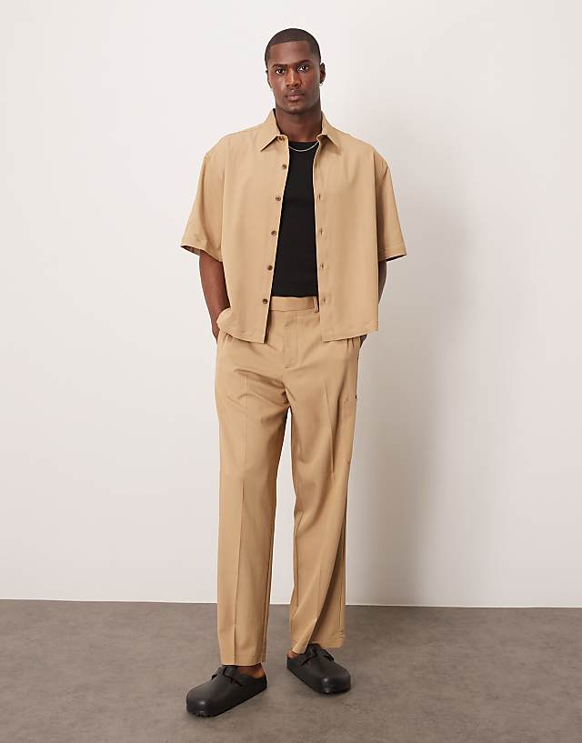asos ASOS DESIGN oversized boxy co-ord in brown