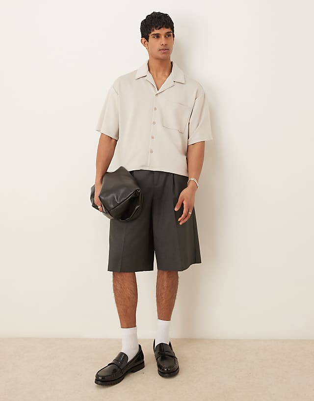 asos ASOS DESIGN oversized co ord in beige scuba