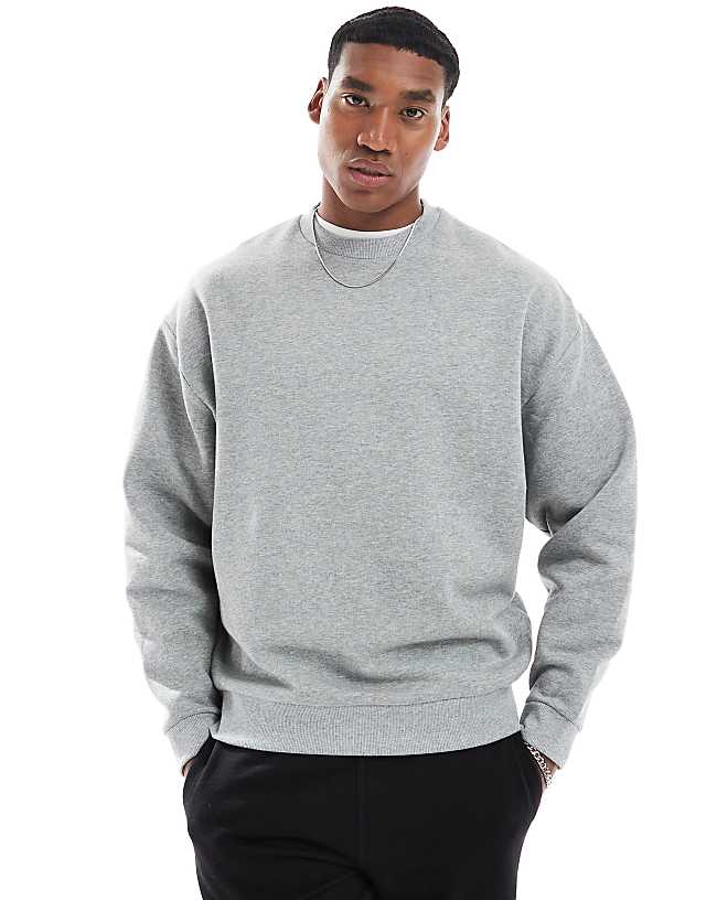 Asos ASOS DESIGN Oversized Crew In Grey Marl