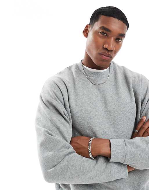 asos ASOS DESIGN oversized crew in grey marl