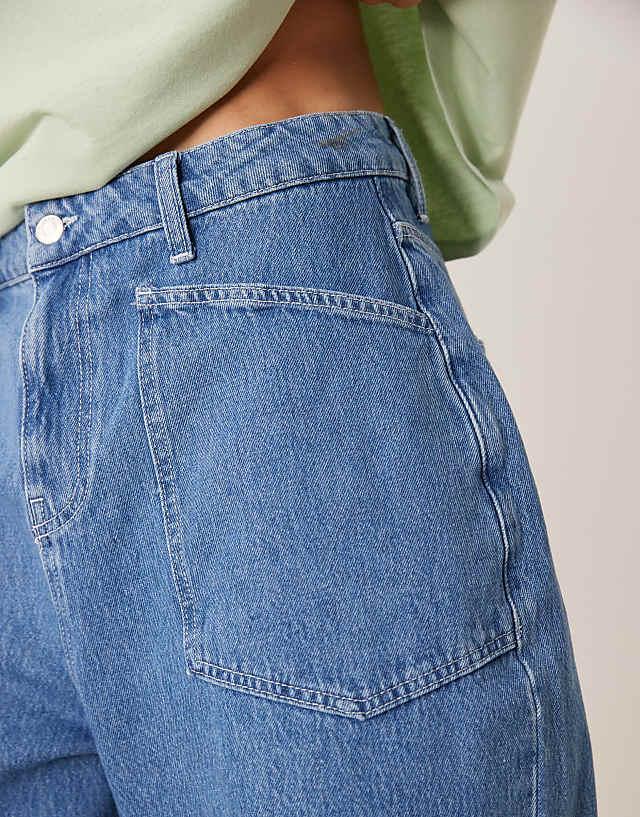 Asos ASOS DESIGN Oversized Denim Jorts In Mid Wash