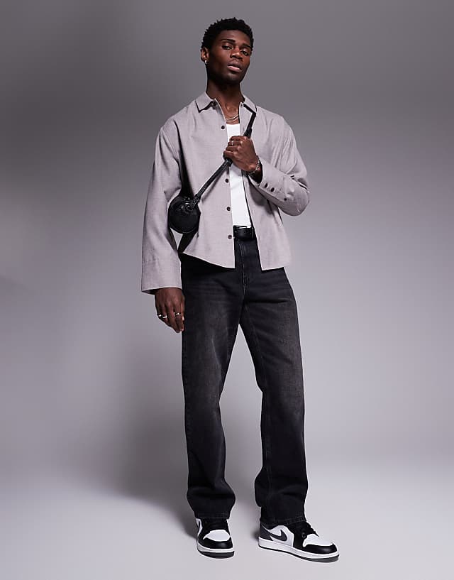 Asos ASOS DESIGN Oversized Flannel Shirt In Grey