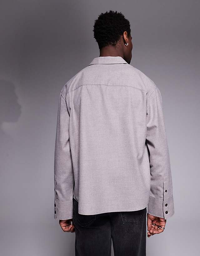 Asos ASOS DESIGN Oversized Flannel Shirt In Grey