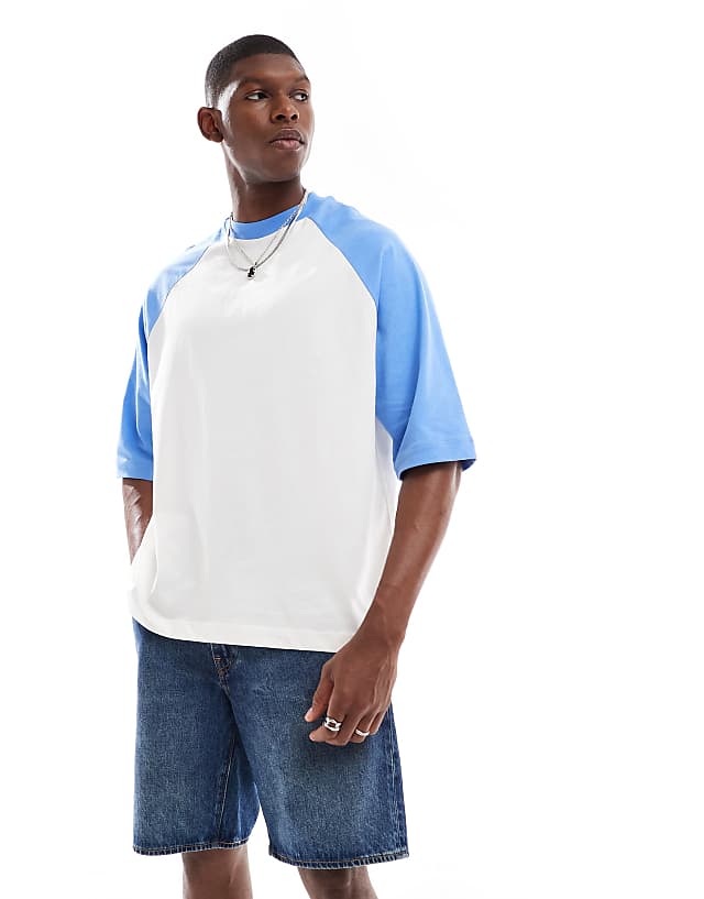 asos ASOS DESIGN oversized raglan t-shirt in cream