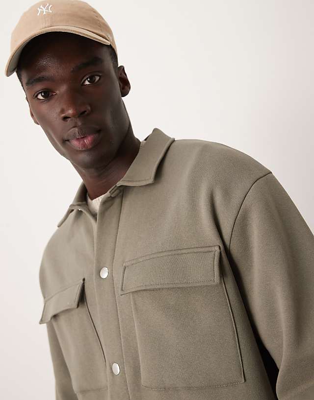 Asos ASOS DESIGN Oversized Shacket In Khaki