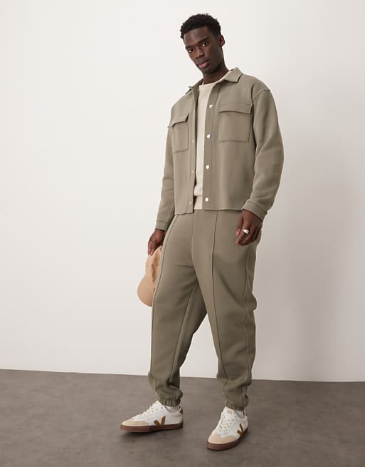 asos ASOS DESIGN oversized shacket in khaki