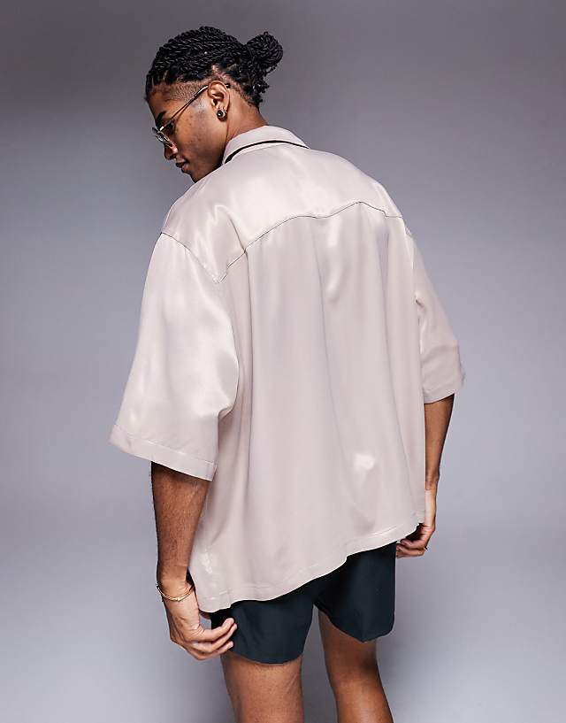 Asos ASOS DESIGN Oversized Shirt In Beige
