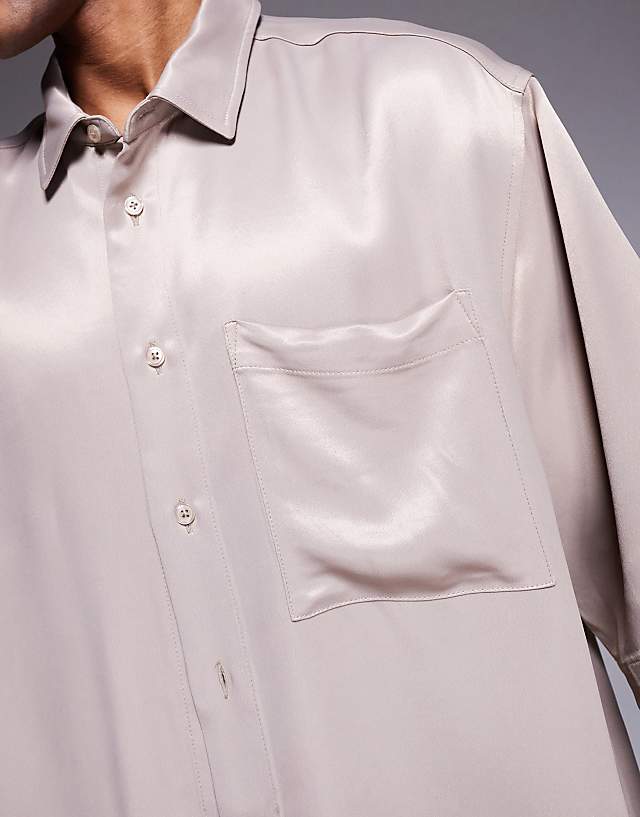 Asos ASOS DESIGN Oversized Shirt In Beige