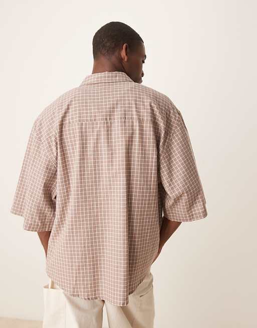 Asos ASOS DESIGN Oversized Shirt In Beige Check