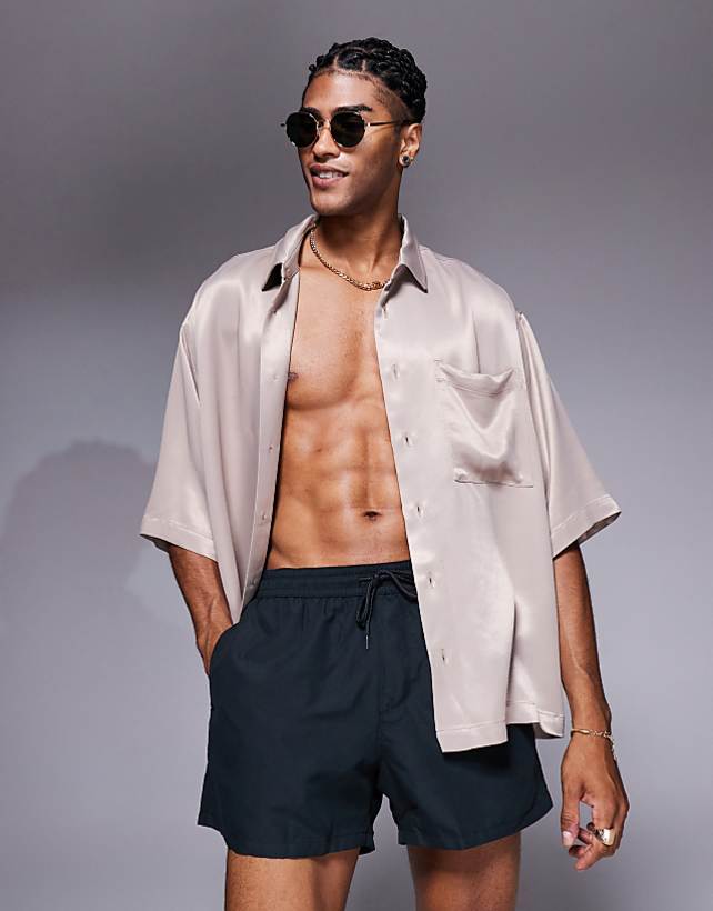 asos ASOS DESIGN oversized shirt in beige