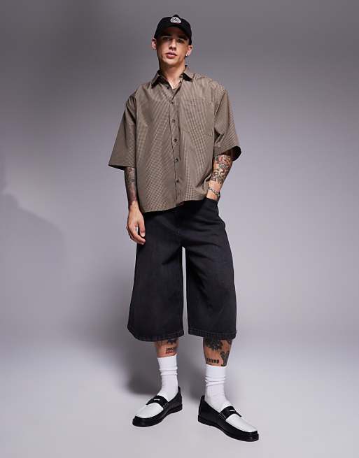 Asos ASOS DESIGN Oversized Shirt In Brown Check