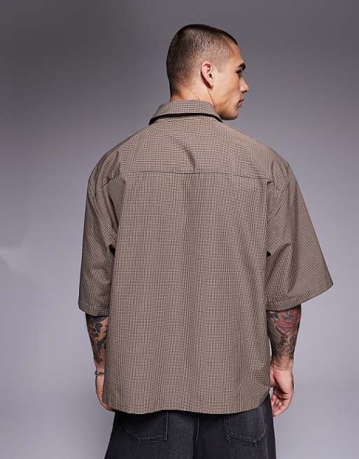 Asos ASOS DESIGN Oversized Shirt In Brown Check