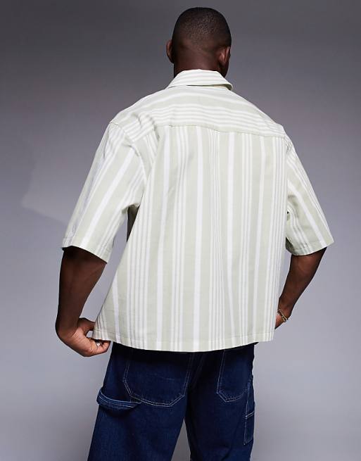 Asos ASOS DESIGN Oversized Shirt In Neutral Stripe