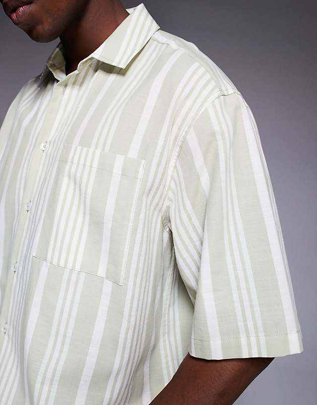 Asos ASOS DESIGN Oversized Shirt In Neutral Stripe