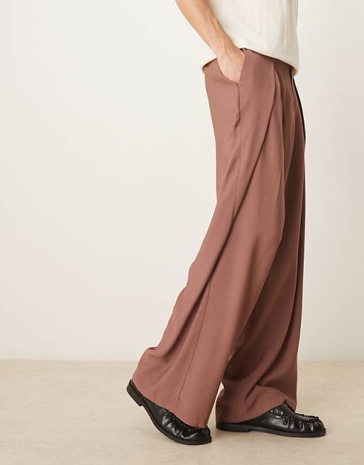 Asos ASOS DESIGN Oversized Smart Trousers In Brown
