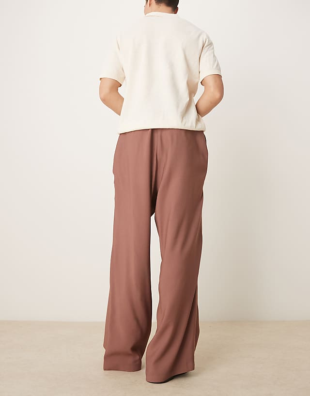 Asos ASOS DESIGN Oversized Smart Trousers In Brown