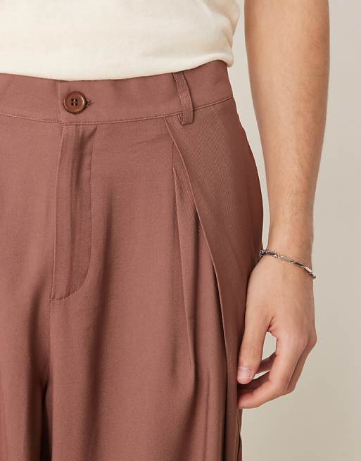 Asos ASOS DESIGN Oversized Smart Trousers In Brown
