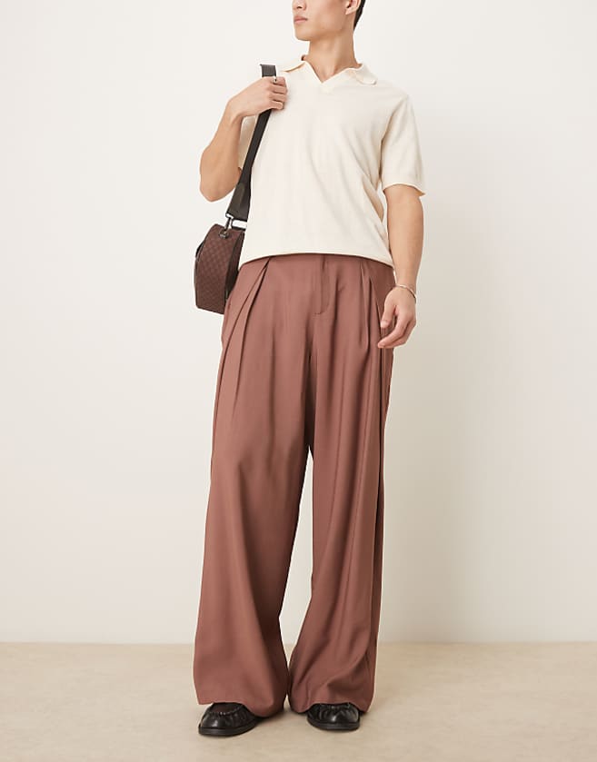 asos ASOS DESIGN oversized smart trousers in brown