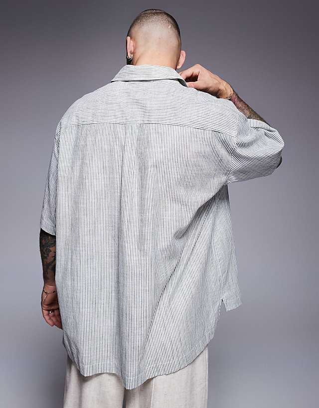Asos ASOS DESIGN Oversized Stripe Shirt In Grey